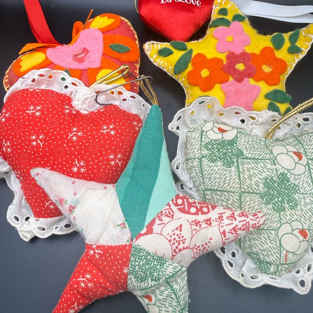 Vintage Handmade Patchwork Christmas Ornaments